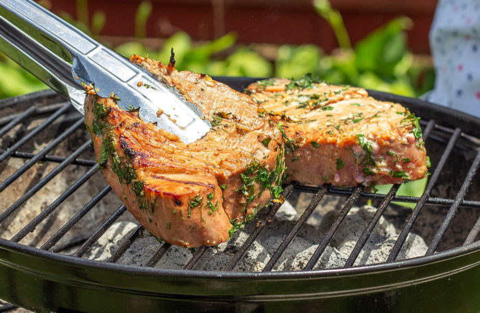 Tuna steak on the grill