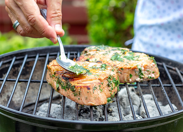 Tuna steak on the grill